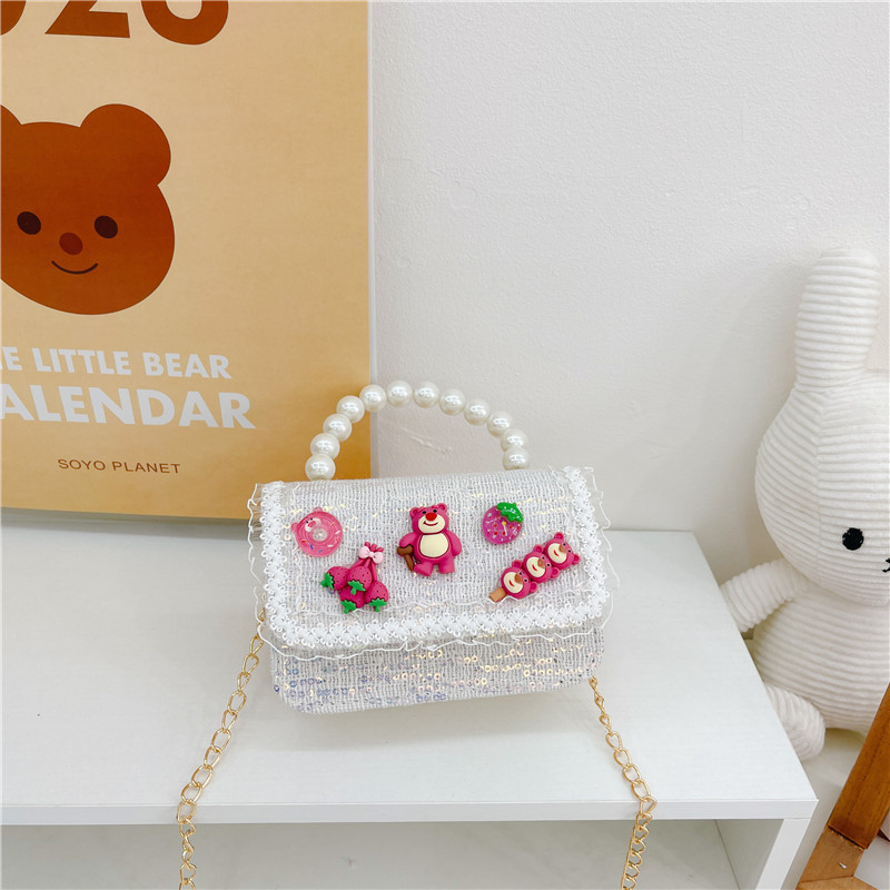 Bolso de los niños del verano de la nueva manera de La Perla de las niñas bolsa de mensajero oso Lindo bolso de las mujeres estilo de la princesa monedero de la moneda