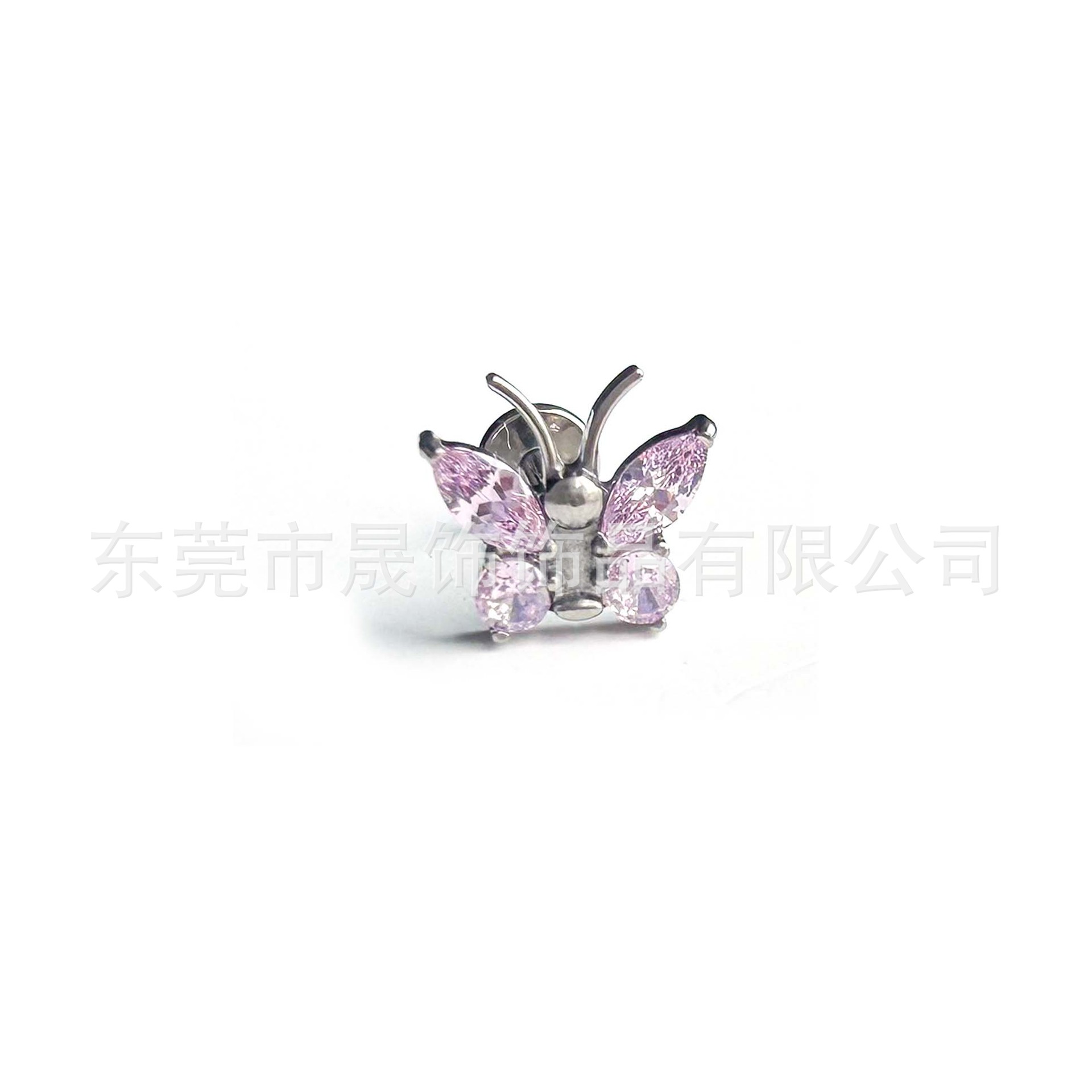 F136 Titanium 触角 Butterfly Cubic Zirconia Ear Stud Helix Cartilage Stud G23 Implant Grade Titanium Labret Stud 人体 Piercing Jewelry