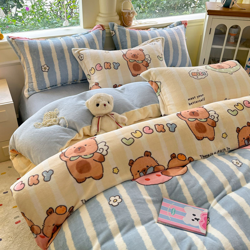 Invierno flor de leche de invierno cubierta de edredón 150x200 invierno flange coral cubierta de edredón individual más edredón