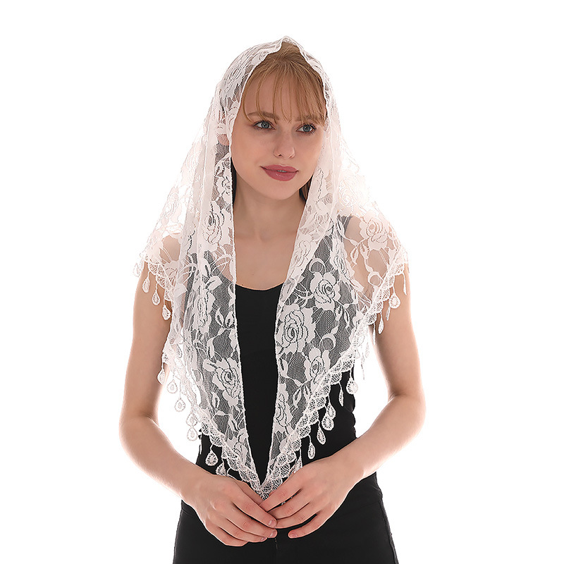 Sweet Rose Blending Lace Chiffon Scarves display picture 2