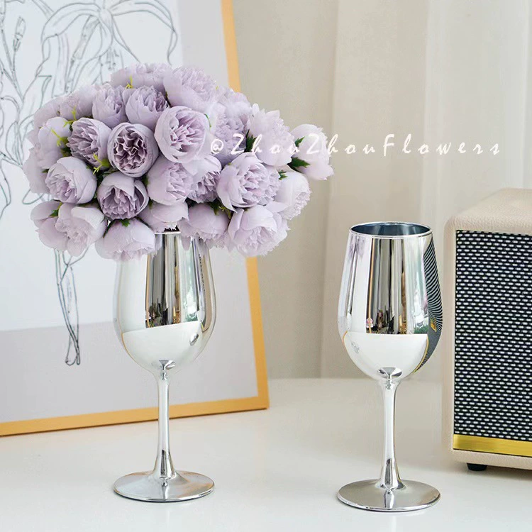 Новый Серебряный Кубок свет роскошный дом гостиная настольные украшения серебряный стеклянный Кубок ваза