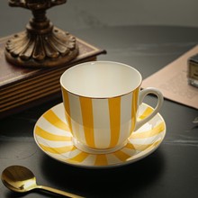 爱莉卡贝叶 欧式彩色条纹镀金骨瓷迷你咖啡杯 意式浓缩咖啡杯