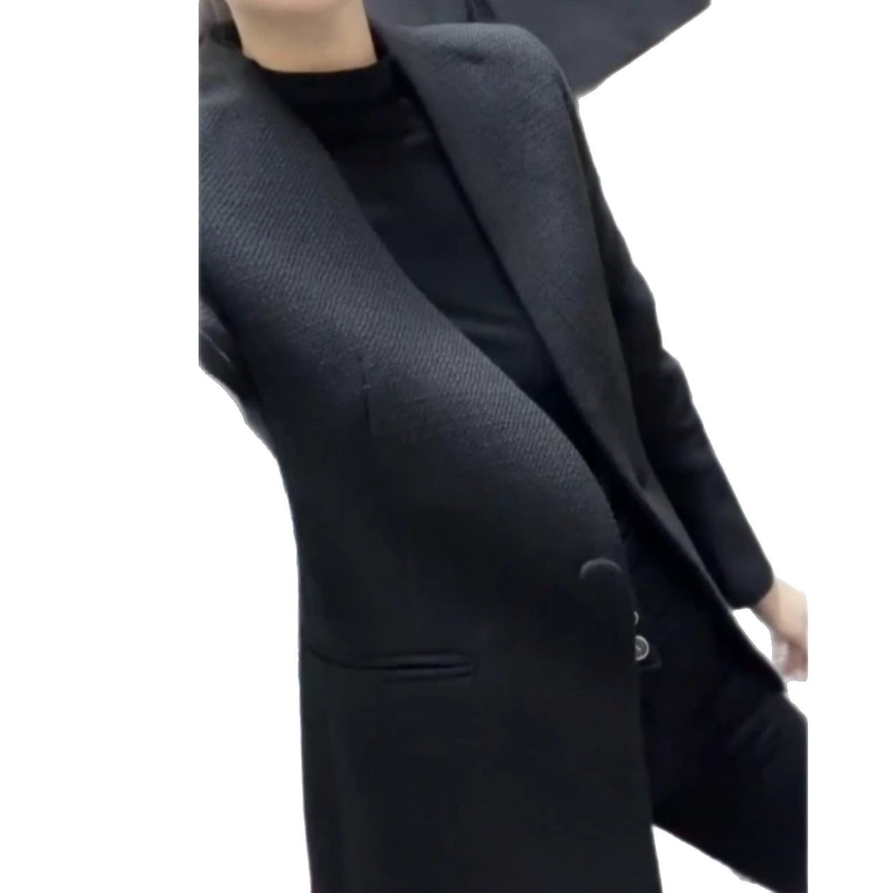 25020 Jieyu Xiu 2025 Nieuwe eenvoudige, modieuze, elegante, effen damesblazer met lange mouwen en slanke pasvorm_voghion.com