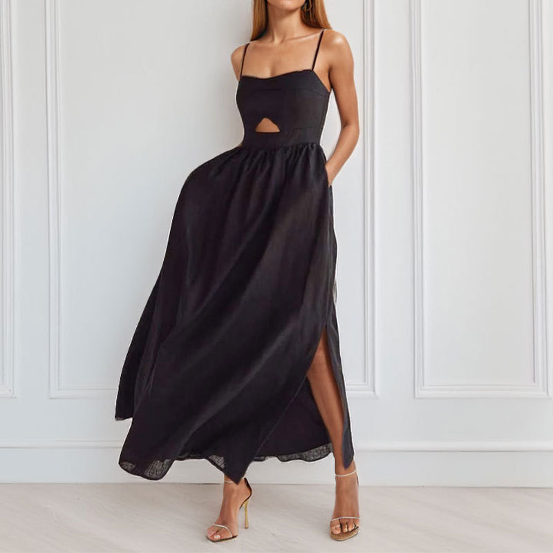 Women's Gender Solid Color Design Casual, Elegant, Simple Style Style Wholesale Women's Casual Elegant Simple Style Solid Color Solid Color Indoor Daily Date Collarless Sleeveless Strap Dress