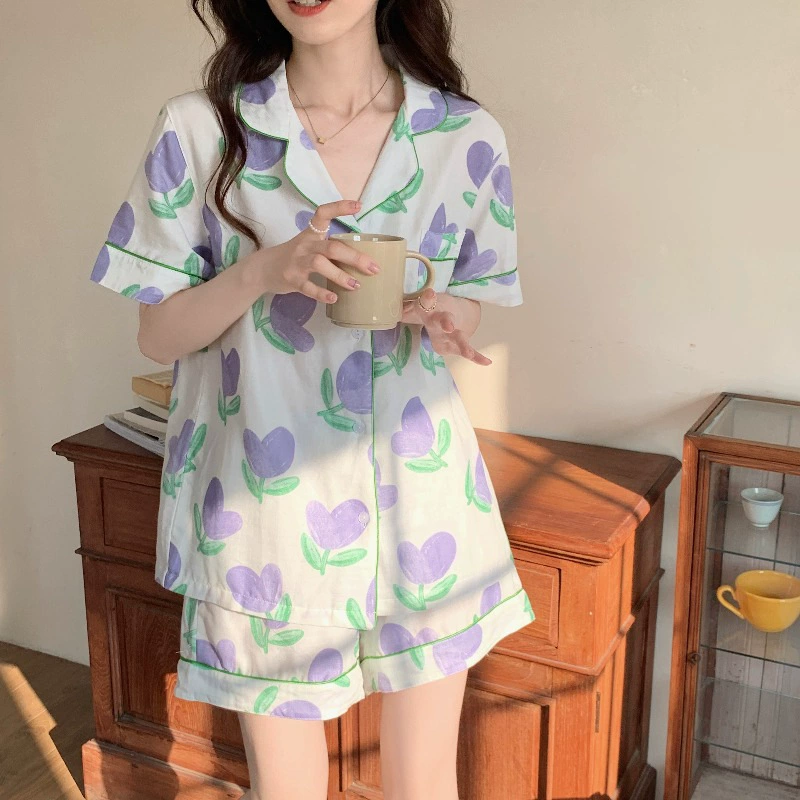 Pijama, cute set for students, thin summer cardigan, oversize
