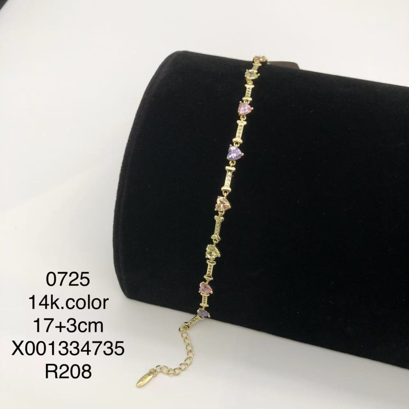 Pulsera Geométrica 14K para Mujer de Aleación de Cobre con Pedrería image 3
