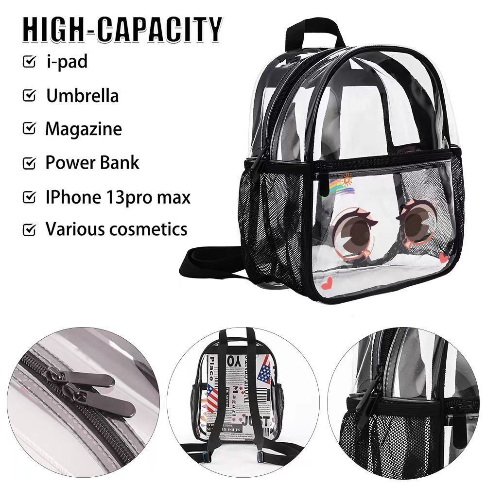 Mochila de pvc transparente de Amazon transfronteriza, mochila impermeable de alto valor, mochila transparente, almacenamiento deportivo de viaje