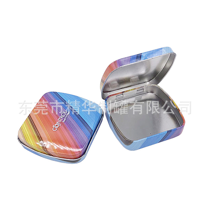 二片翻盖铁盒  水果糖口香糖包装小铁盒  铰位马口铁小铁盒