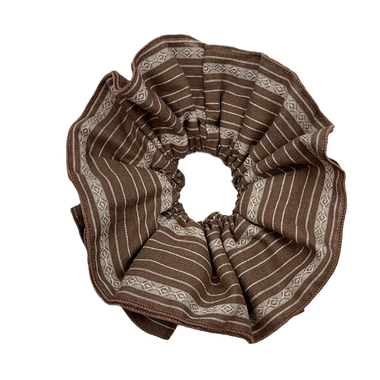 Faixa de cabelo listrada de tecido retrô coreano para intestino grosso, acessório de cabelo feminino, estilo casual e divertido, simples, rabo de cavalo_voghion.com