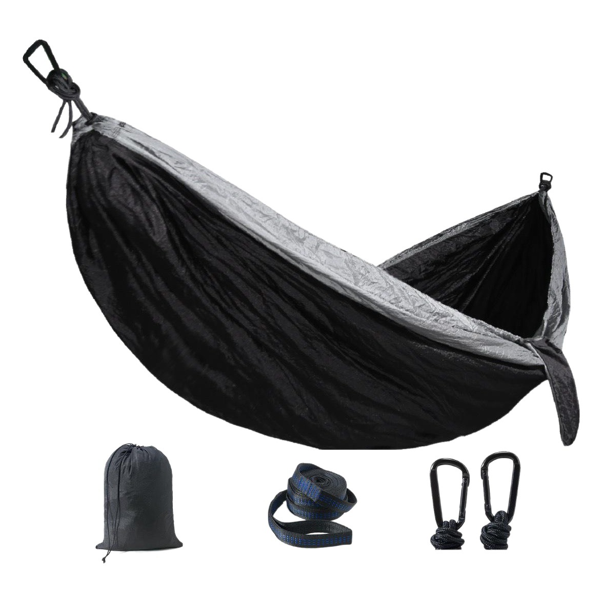 Directo de fábrica doble hamaca de nylon acampar al aire libre ultraligero portátil de nylon tejido paraguas de tela de color a juego hamaca