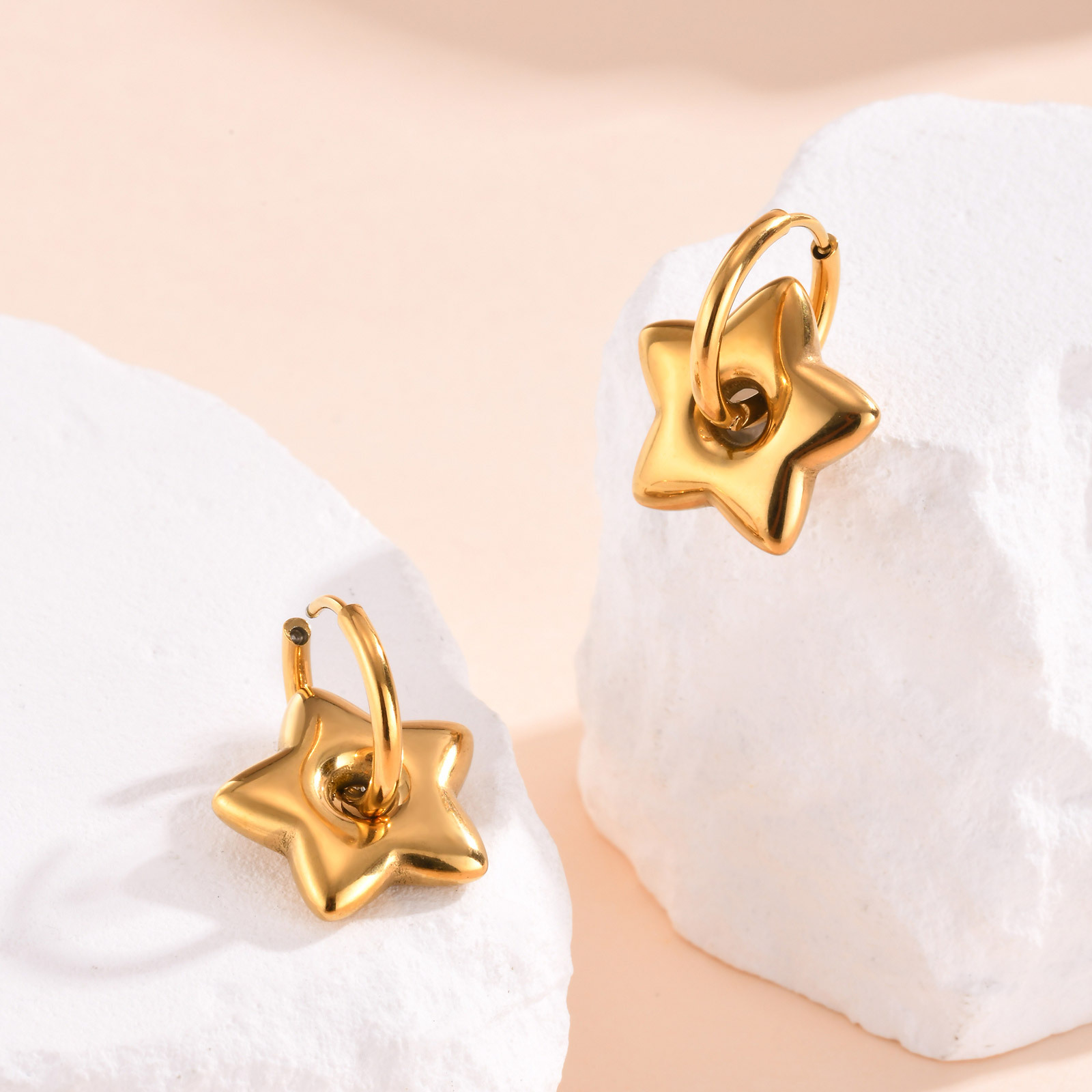 16g Weight 1 Pair Casual Simple Style Star Moon Heart Shape 304 Stainless Steel Earrings