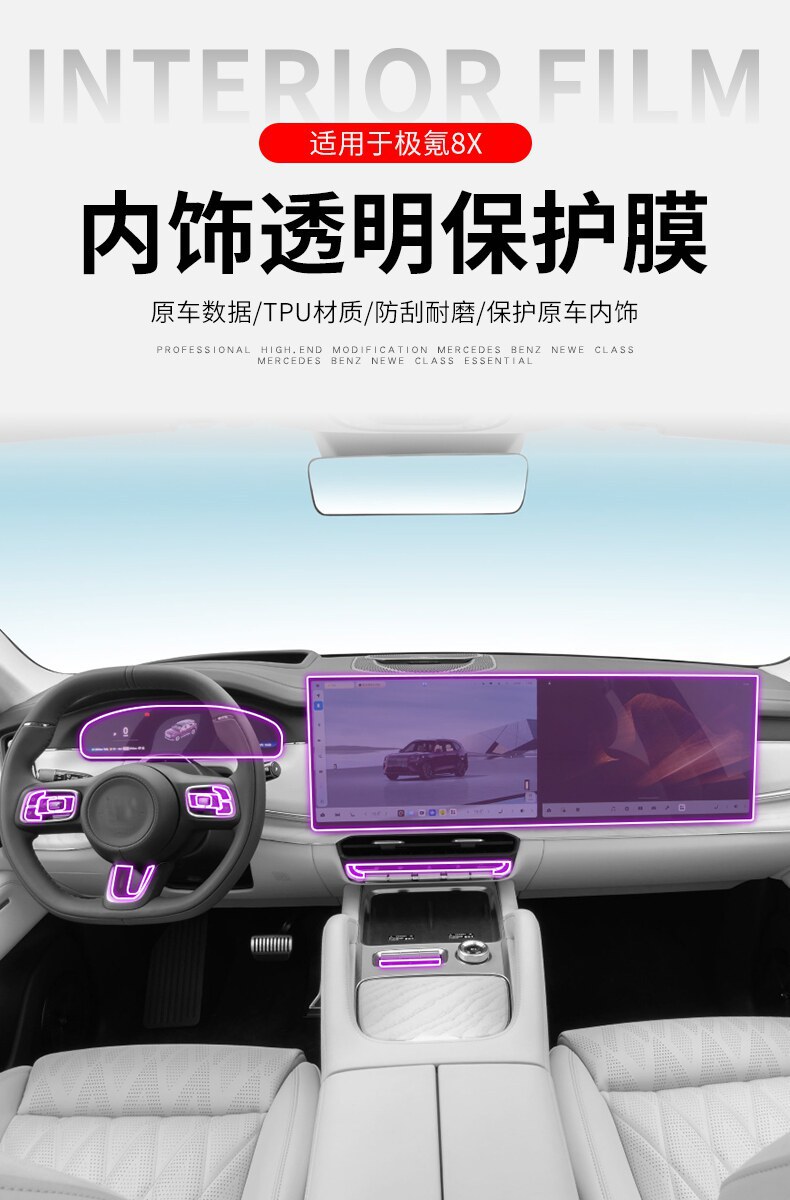 26 Types of Zeekr 8X Car Screen Dashboard Interior Stickers and Car Accessories Modified Paint Surface Transparent Tpu Protective Film