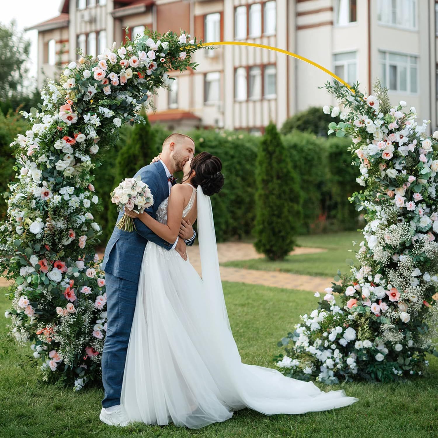 arco de metal para boda de hierro forjado arco semicircular soporte de césped estante de flores circular props decorativos especiales