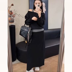 假两件卫衣+半身裙女2025秋新款宽松显瘦时尚设计感小个子套装潮