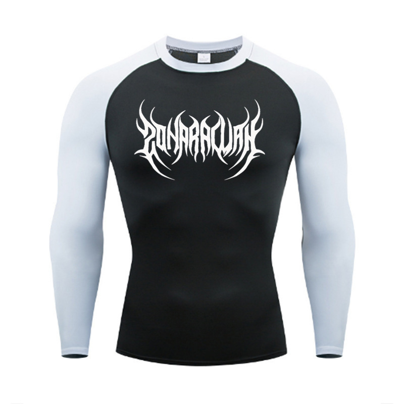 Anime Raglan Sleeve Compression Shirt Fitness T-Shirt Men Muscle Training Quick Dry Fitness Sports Clothing Sun Protection
