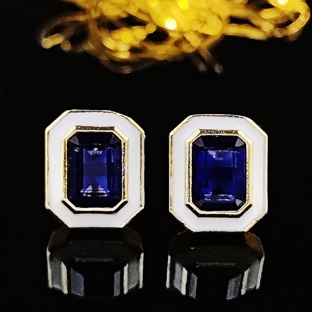 Fashion Square Copper Inlay Zircon Ear Studs 1 Pair