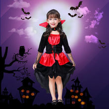 2024新款万圣节女巫吸血鬼女孩cosplay服装角色扮演儿童演出套装