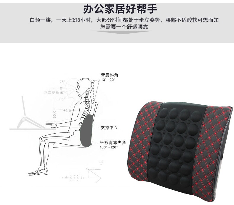Electric Massage Lumbar Cushion for Car, Waist Support Backrest for Drivers, Comfortable Car Lumbar Support for Summer