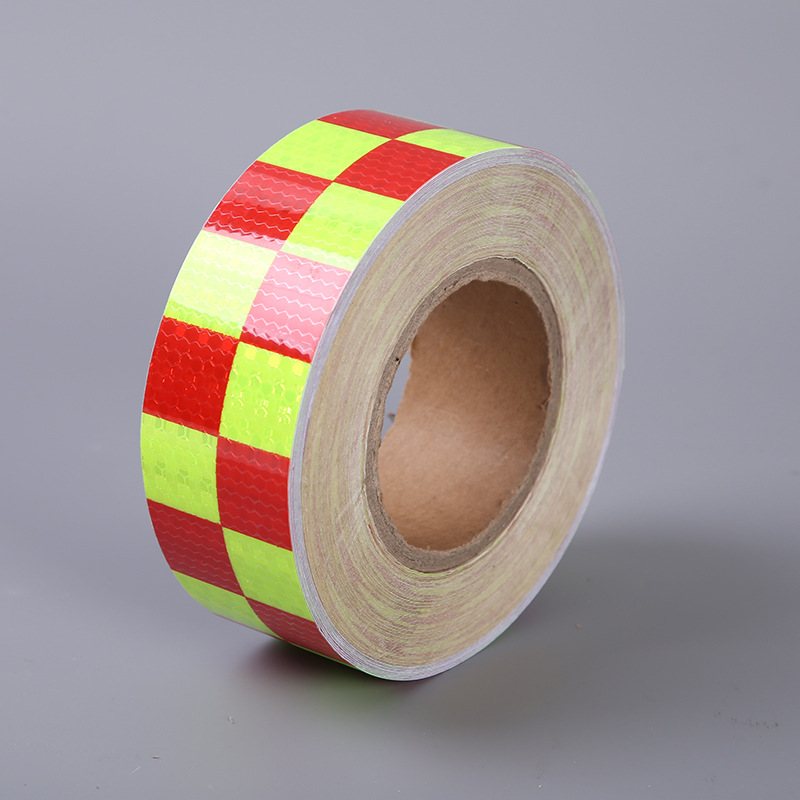 货车年审格子警示标识反光贴红黄双色汽车车身贴反光晶格膜带背胶