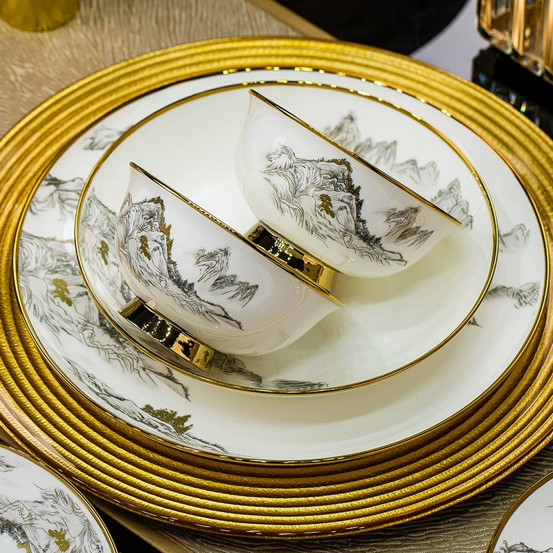 Set, high-end golden water, tableware, new collection