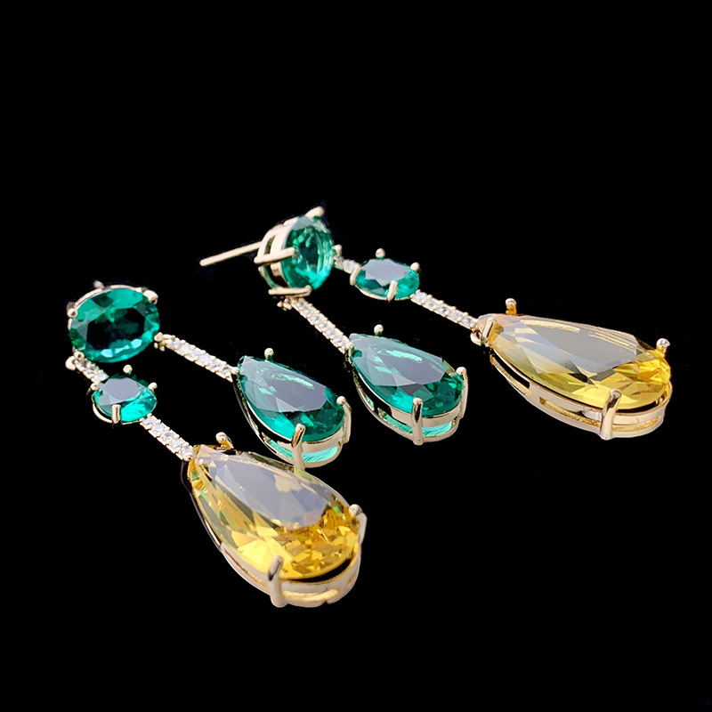 Party, Street Occasion Copper Material 1 Pair Ig Style Casual Water Droplets Inlay Copper Zircon Drop Earrings