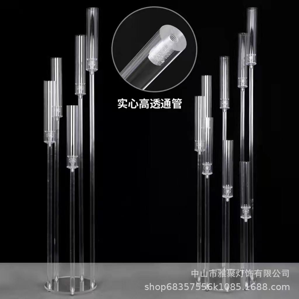 Nuevos accesorios de la boda acrílico candelabro engrosado tubo acrílico totalmente transparente plomo carretera boda etapa decoración adornos