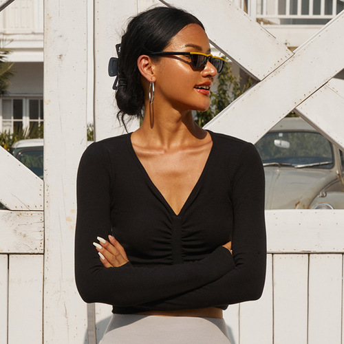 Women's New Long Sleeve T-Shirt, Fitted Breathable Yoga Top, Sports Hoodie, Autumn Exercise Top, One Piece Shipping