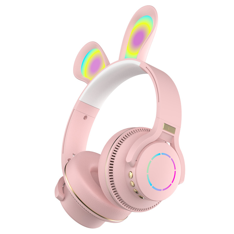 Foreign trade new pattern Head mounted Bluetooth headset Rabbit Ears luminescence Cat ears wireless mobile phone game headset factory wholesale