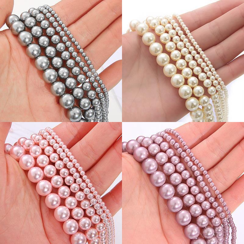 Quality glass round beads pearl