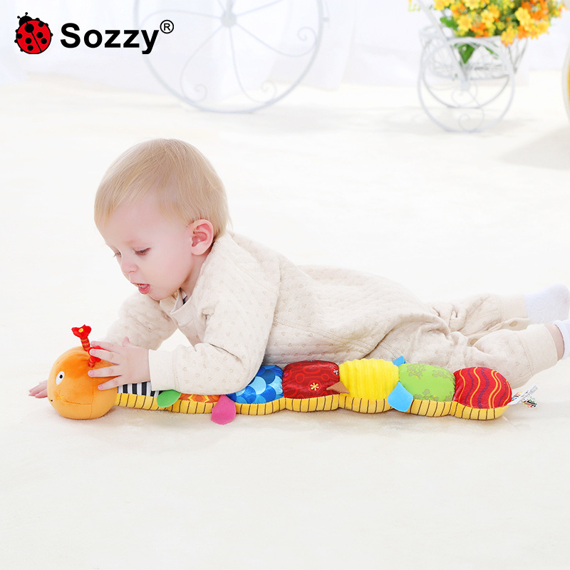 SOZZY寶寶音樂毛毛蟲身高量尺玩具響紙搖鈴早教玩具尺毛絨玩偶