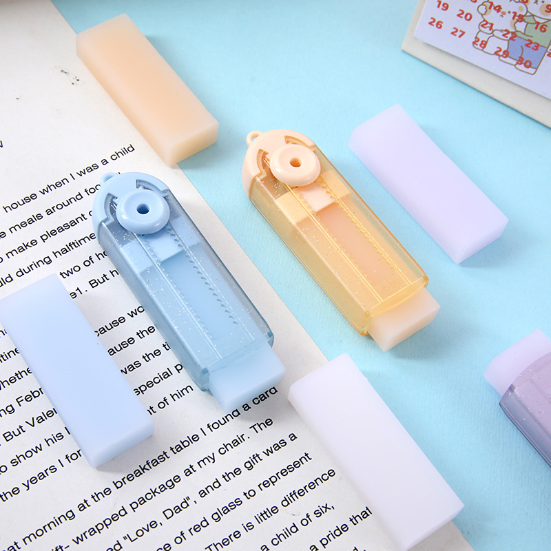 Borrador telescópico creativo para niños de alto valor facial de exámenes de papelería reemplazable núcleo de goma push-pull