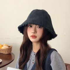 毛边复古渔夫帽子女春秋季素颜氛围感洋气水桶帽显脸小时尚遮阳帽