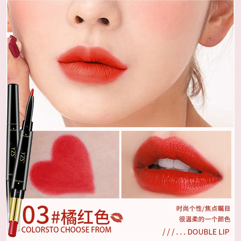 Double-sided lipstick, lip pencil, matte makeup primer, long-term effect