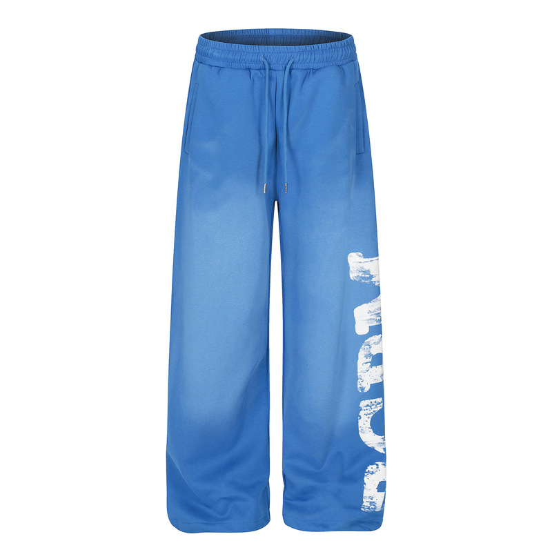 Letter Print Wide-Leg Sweatpants Unisex Sports Fitness Jogging Straight-Leg Plus-Size Fashion Trendy Casual Long Pants