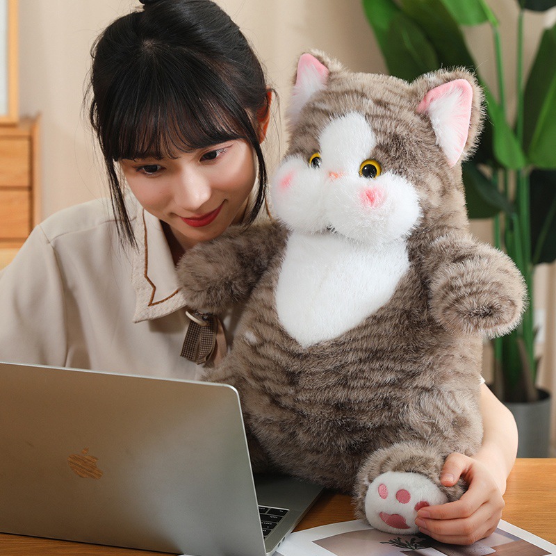 Nuevo lindo Bobo gatito muñeca denim muñeca de peluche sentada gato chica dormir almohada cumpleaños