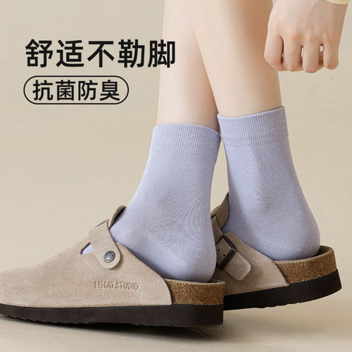 10A Antibacterial Women's Cotton Autumn Spring Summer Mid-Calf 100% Cotton Boneless Sweat Absorbent Deodorant College Style Zhuji Socks