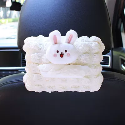 Seat Hanging, Cute and Simple — Car tissue box/set - 18x22x3cm-size-without-paper-puff-tissue-box-two-eared-rabbit