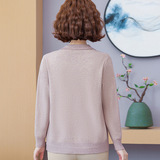 中老年女裝寬松上衣翻領(lǐng)薄毛衣媽媽春裝新款洋氣繡花針織開衫外套，女裝針織衫/毛衣，妃慕昵服飾