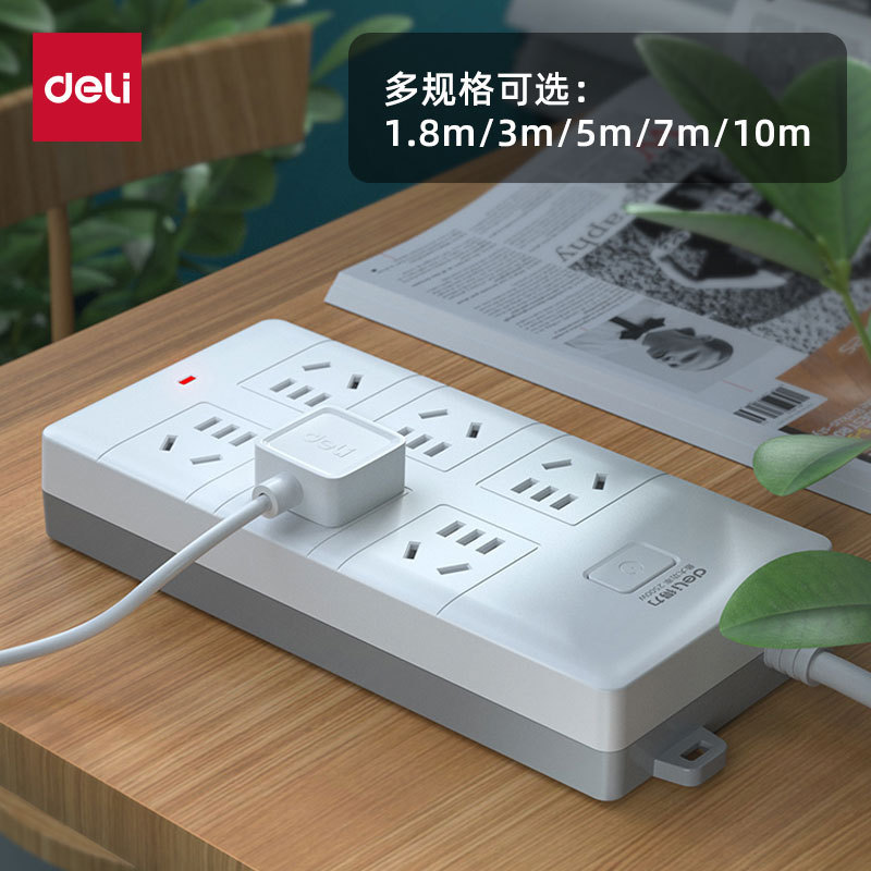 Deli 18168 Series Power Socket Combination with Multiple Outlets 1.8/3/5/7/10m Power Strip Extension Cord Deli 18168 Series Power Socket Combination with Multiple Outlets 1.8/3/5/7/10m Power Strip Extension Cord