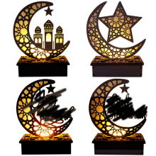 木质中东阿拉伯节日月亮LED灯桌面摆件 家居城堡装饰品工艺品摆台