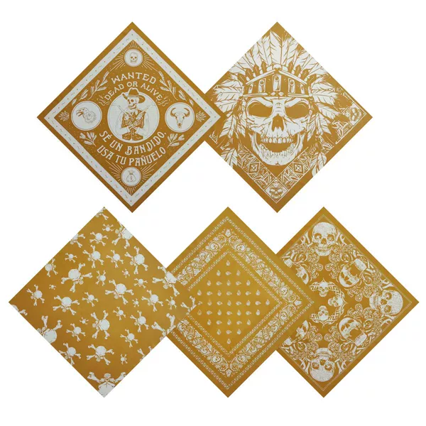 Pure Cotton American retro khaki skull series printed square scarf hip hop street dance motorcycle decorative headscarf
