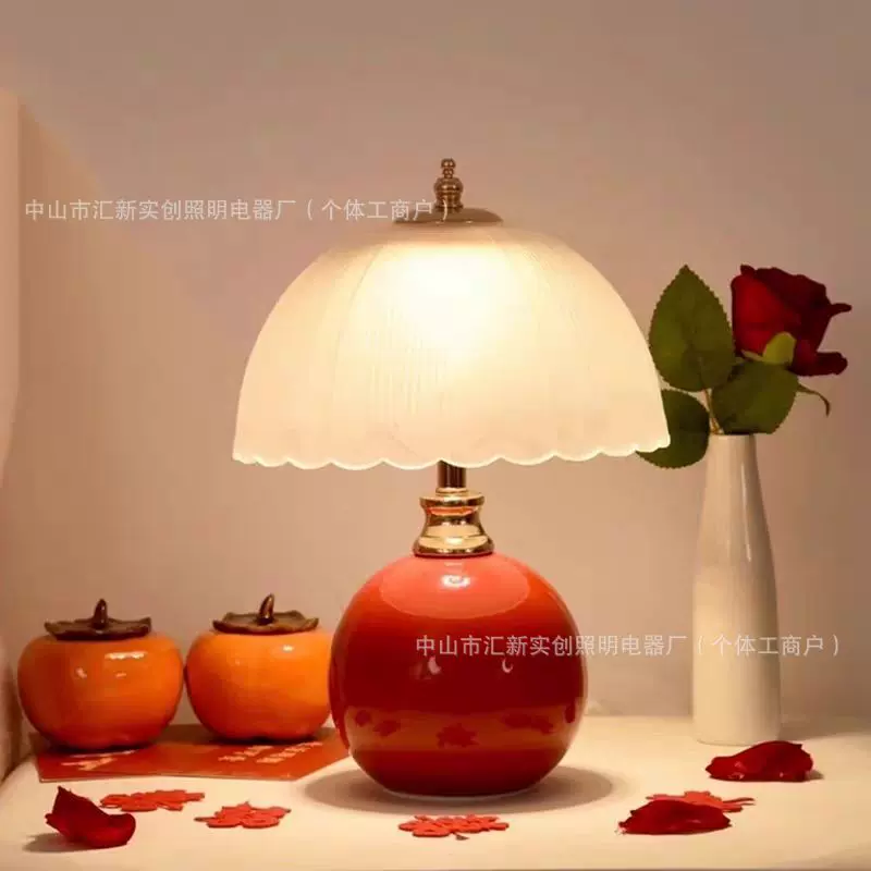 结婚台灯婚房床头灯一对红色新娘陪嫁长明灯送新婚礼物婚庆喜摆件