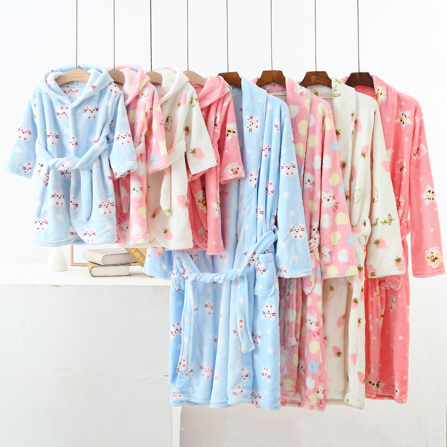 Autumn demi-season children's flannel bathrobe