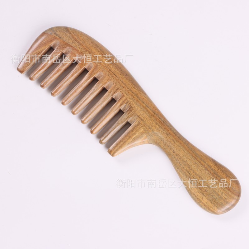メーカー卸売緑檀木櫛 18.5cm 平柄檀木櫛ストレートヘアカーリーヘアマッサージ櫛卸売|undefined