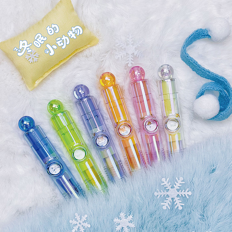 Heshuo 816 Hibernating Small Animal High-Quality Retractable Gel Pen with Attractive Laser Pen Body, Thick Black St Tip 0.5mm Pen