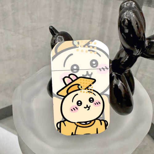 Chiikawa Cute Little Emperor Air Gas Lighter, Cute Cartoon Pink Flame High Beauty Retro Windproof, Perfect Gift for Boyfriend