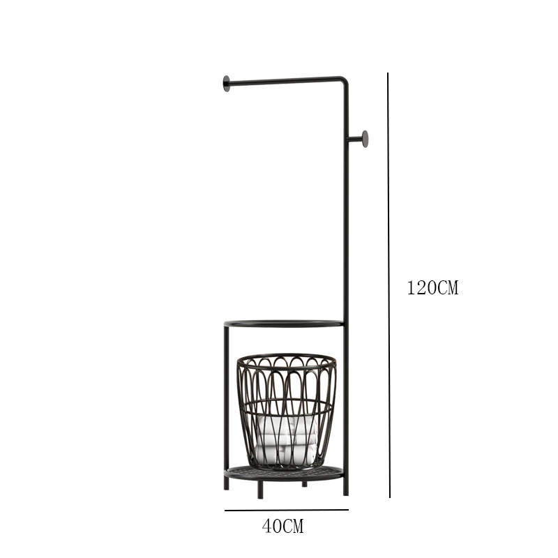 B8_블랙 타월 걸이 + 블랙 라운드 바스켓