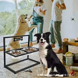 跨境新款宠物碗架可拆卸双碗猫咪食盆增高中小型犬饮水架宠物餐桌