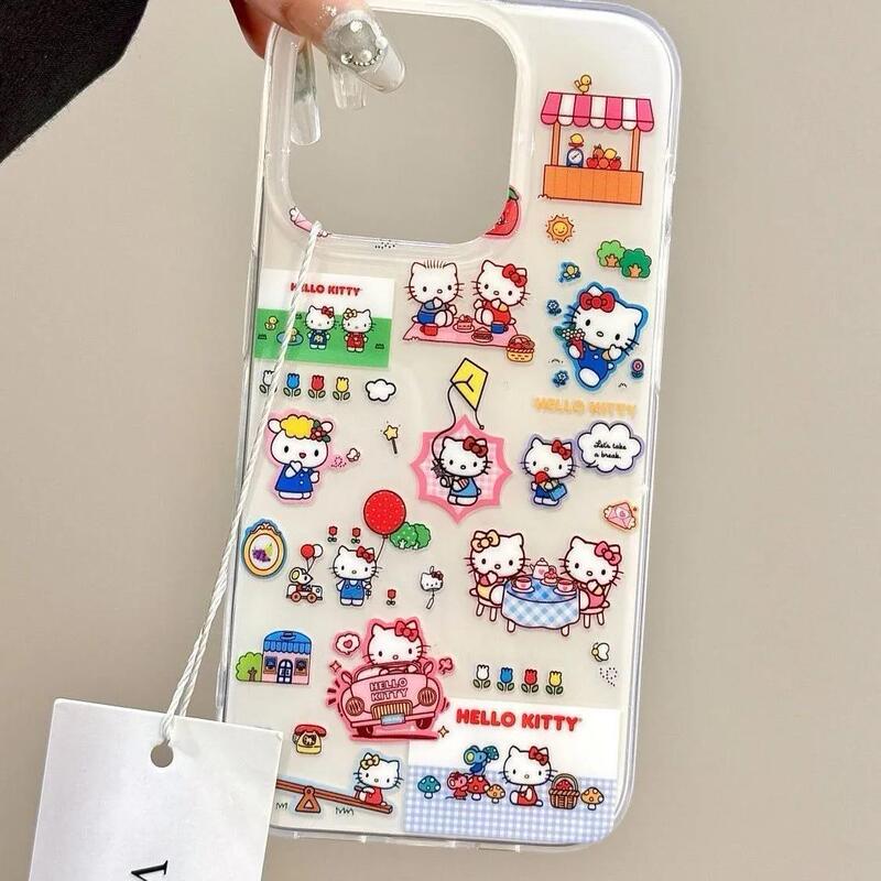Suitable for Iphone17/16 Mobile Phone Case 15Promax White Background Large Hole 14 Double Layer Imd13 Cute Kt Cat Hand Suitable for Iphone17/16 Mobile Phone Case 15Promax White Background Large Hole 14 Double Layer Imd13 Cute Kt Cat Hand