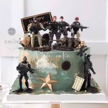 军兵蛋糕装饰摆件6款军事兵人公仔模型配带武器关节可动生日烘焙